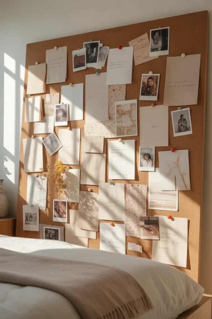 10. Layered Cork Board Styling