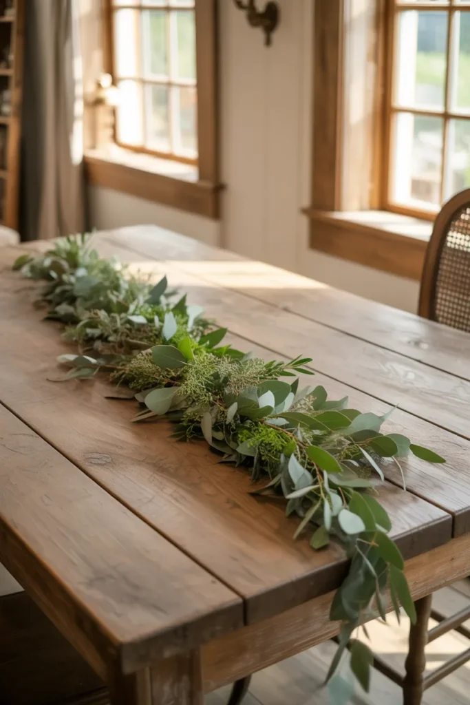 10. Simple Greenery Garlands Down the Table