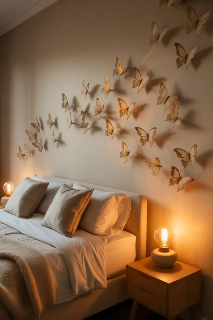 11. Butterfly Wall Decor in Soft Lighting