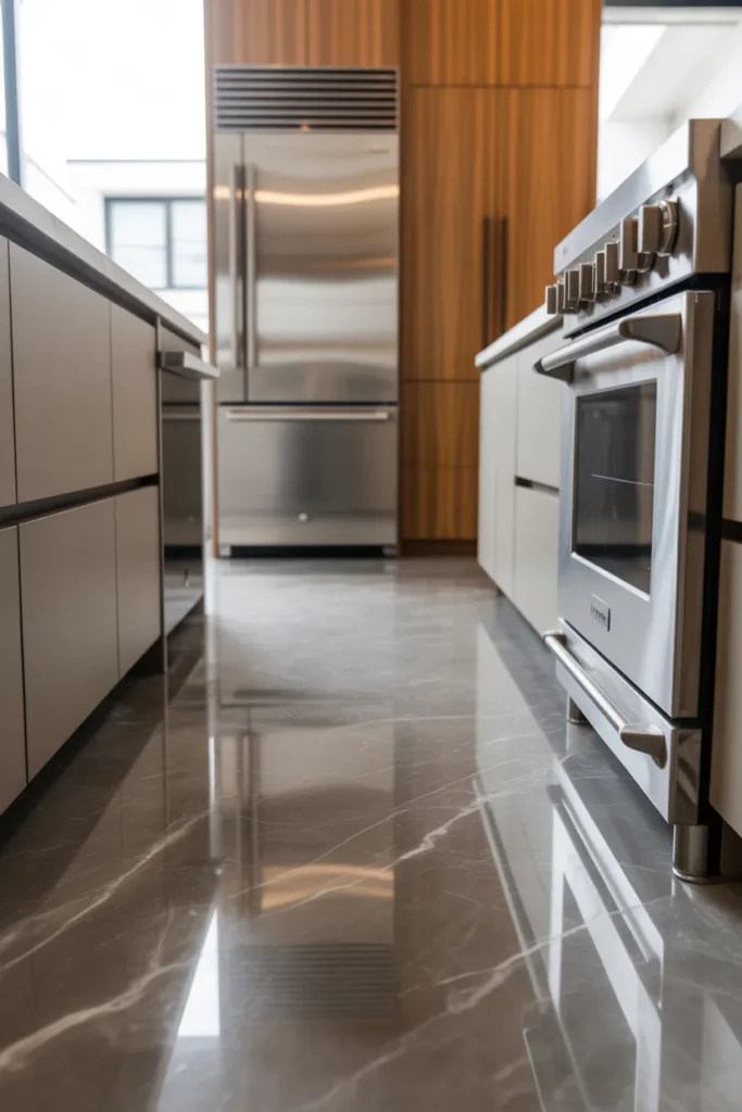 11. Gray Marble Floors for Modern Kitchens