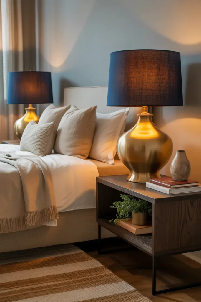 11. Navy Blue Lampshades