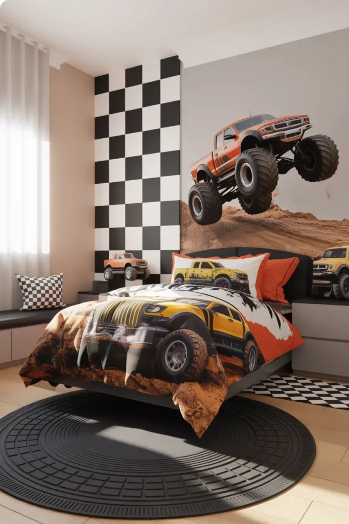 12. Accent Walls with Checkerboard Patterns