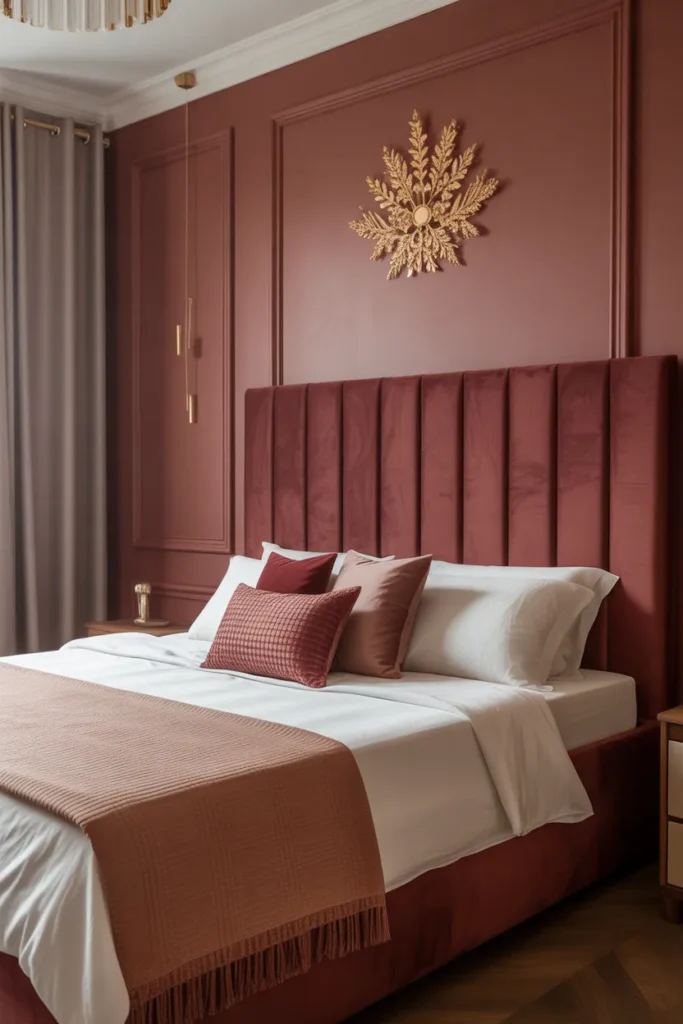 12. Burgundy Upholstered Headboards