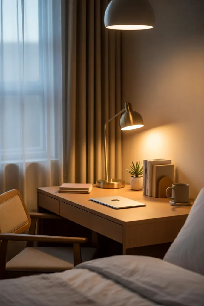 12. Desk with Soft Lighting for Comfort