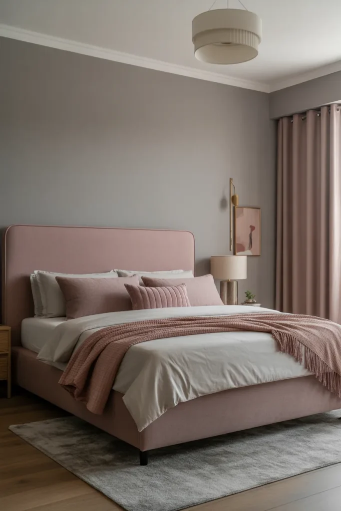 12. Pink Headboards Against Grey Walls