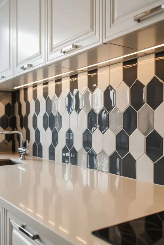 13. Bold Geometric Backsplash Ideas