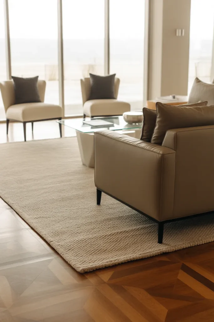 13. Keep Floors Clear and Rugs Right-Sized