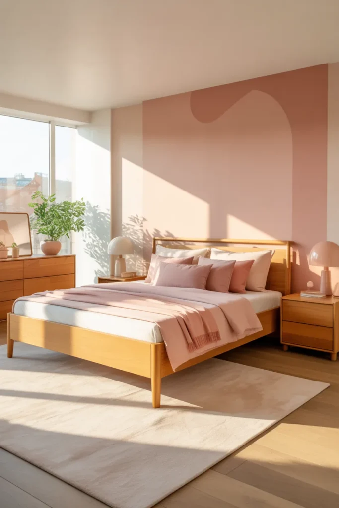 13. Rose Pink with Natural Wood Accents