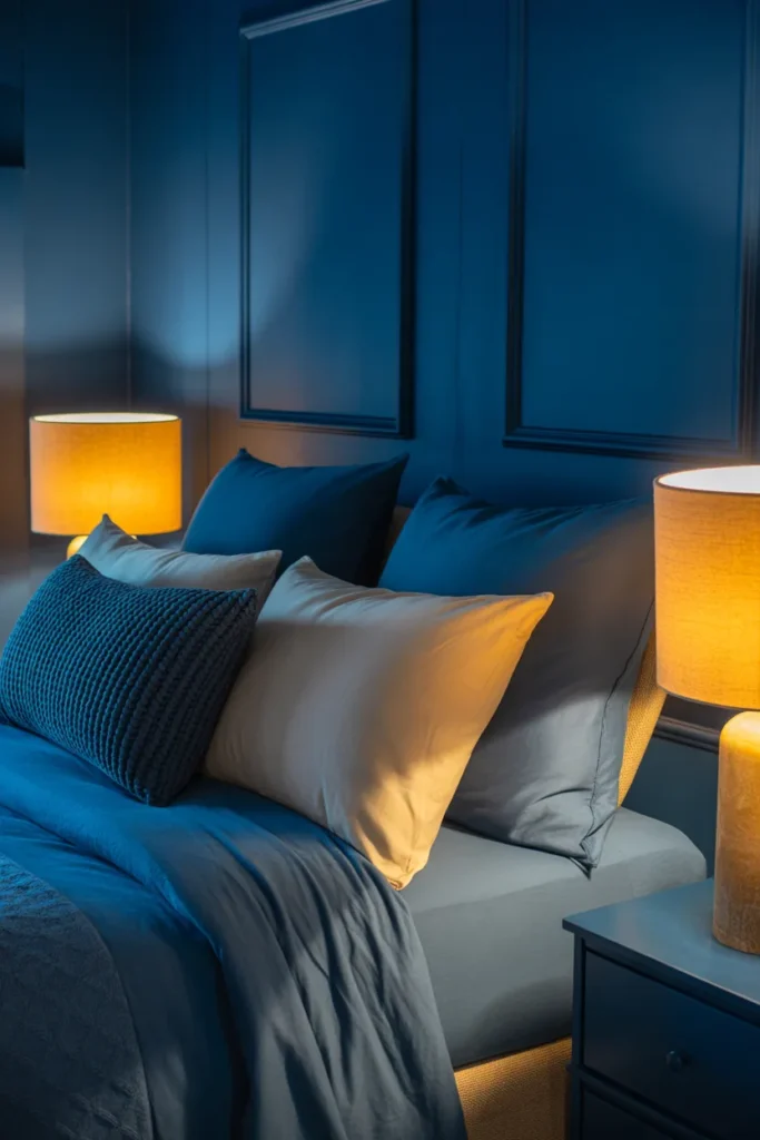 13. Yellow Lamps in Blue Bedrooms