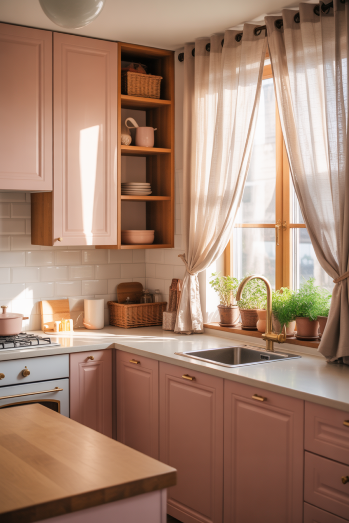 14 Inspiring Idea Paint Kitchen Cabinets Blush for Soft Personality