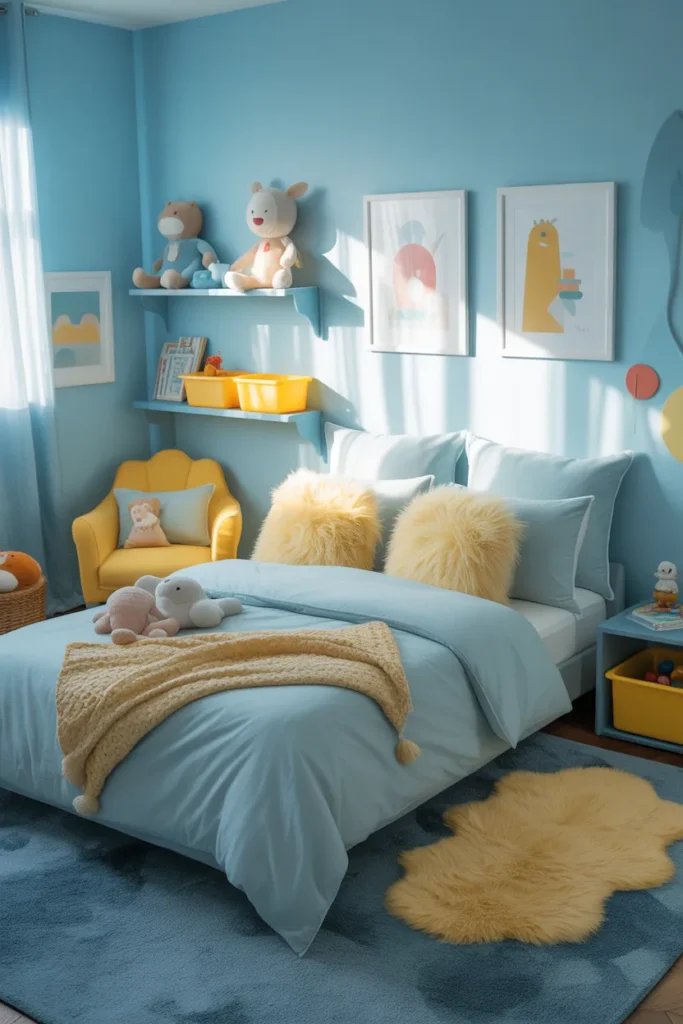 14. Blue and Yellow Kids’ Bedroom Style