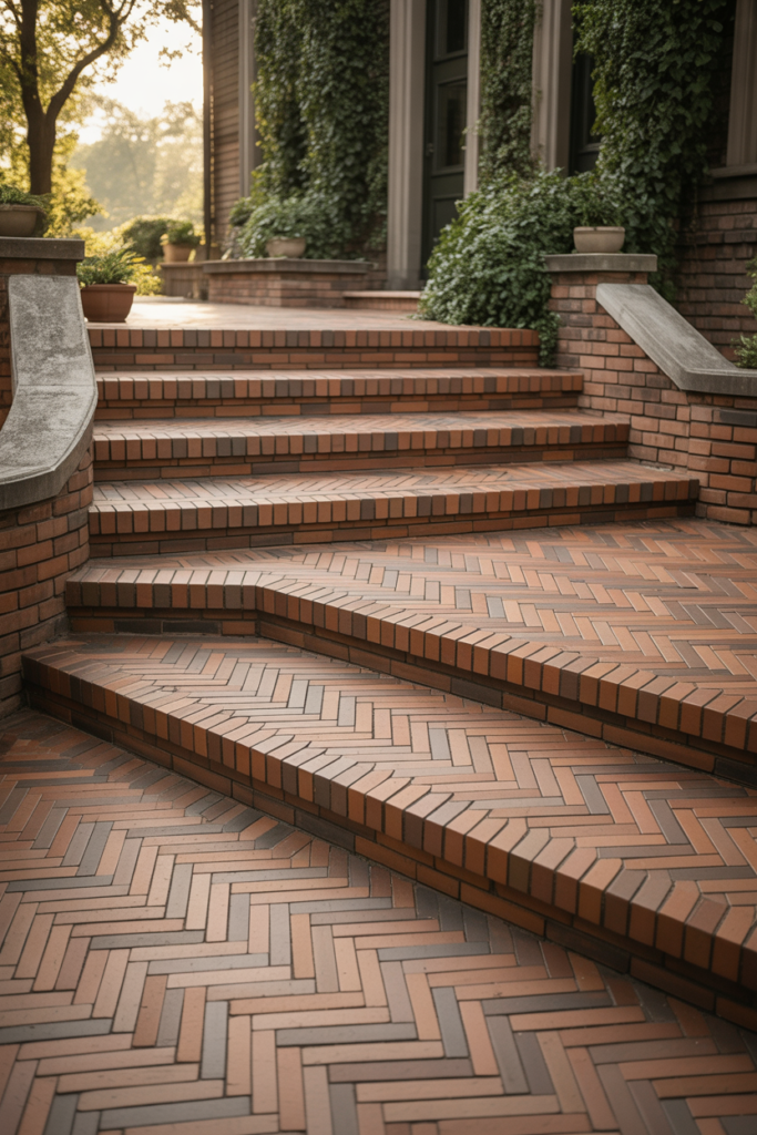 14. Brick Steps With Patterned Laying