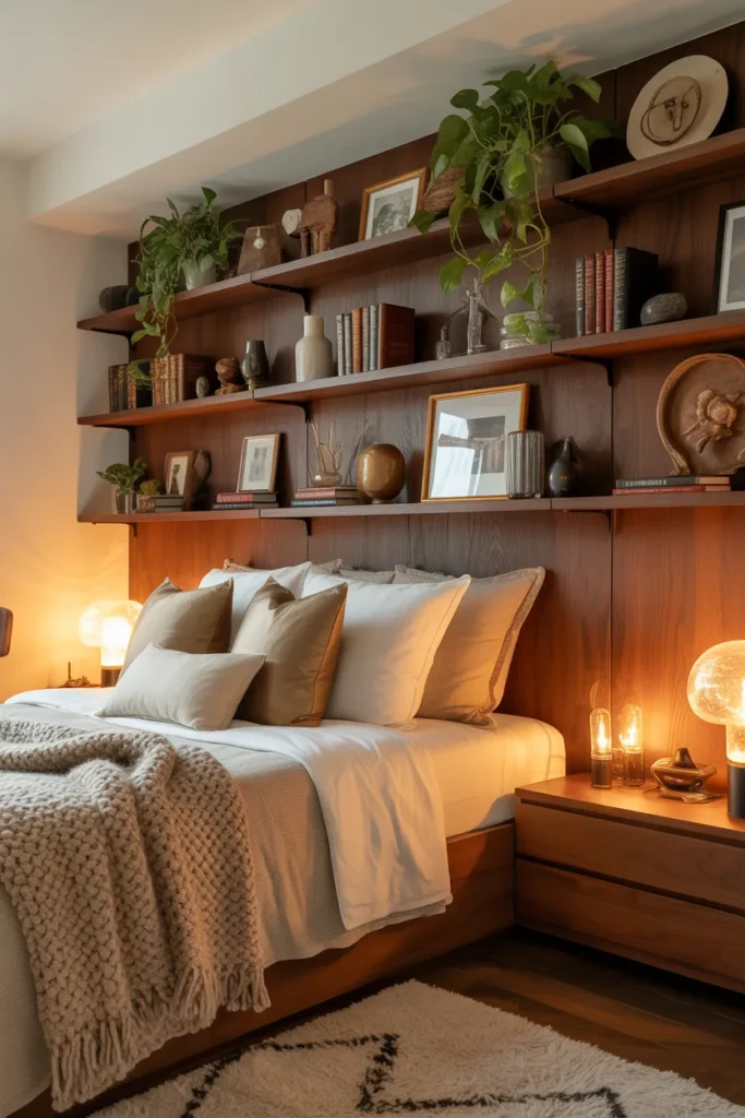 14. Dark Oak Shelving for Display and Storage