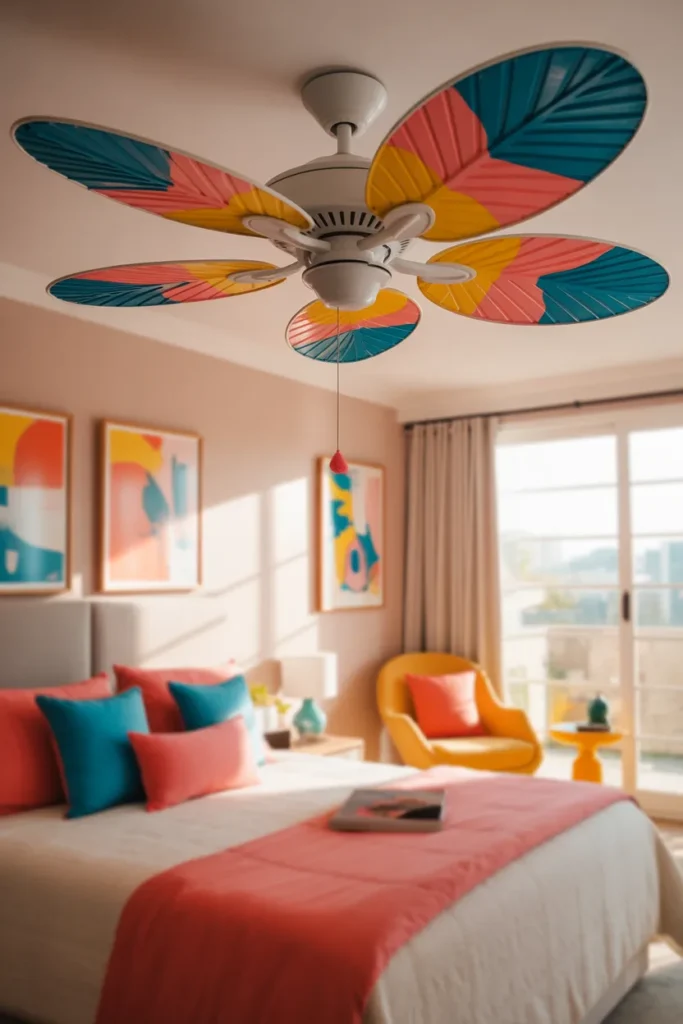 14. Decorative Ceiling Fans with Colorful Blades