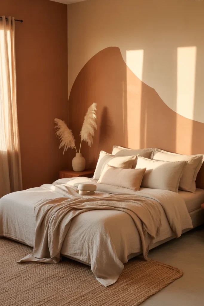 14. Earthy Tone Bedroom Painting