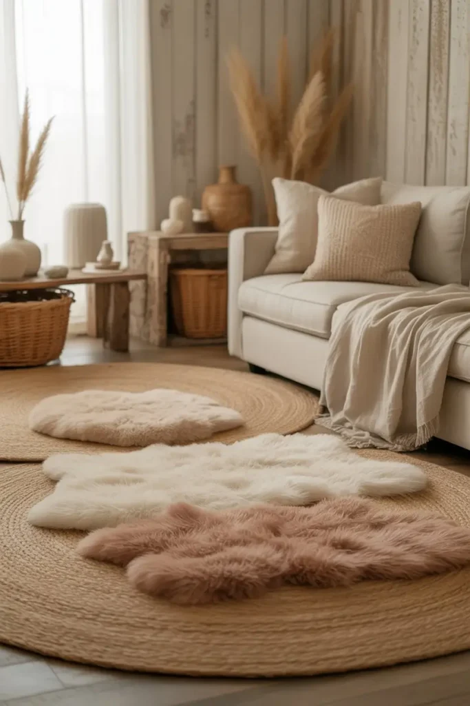 14. Layered Rugs for Warmth and Comfort