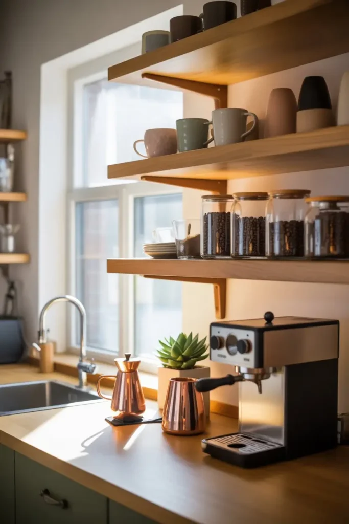14. Open Shelving for Coffee Stations