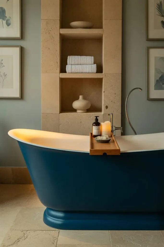 15 Let the Tub Shape Guide the Decor