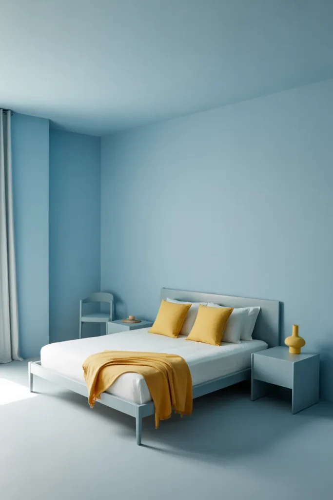 15. Blue and Yellow Minimal Bedroom