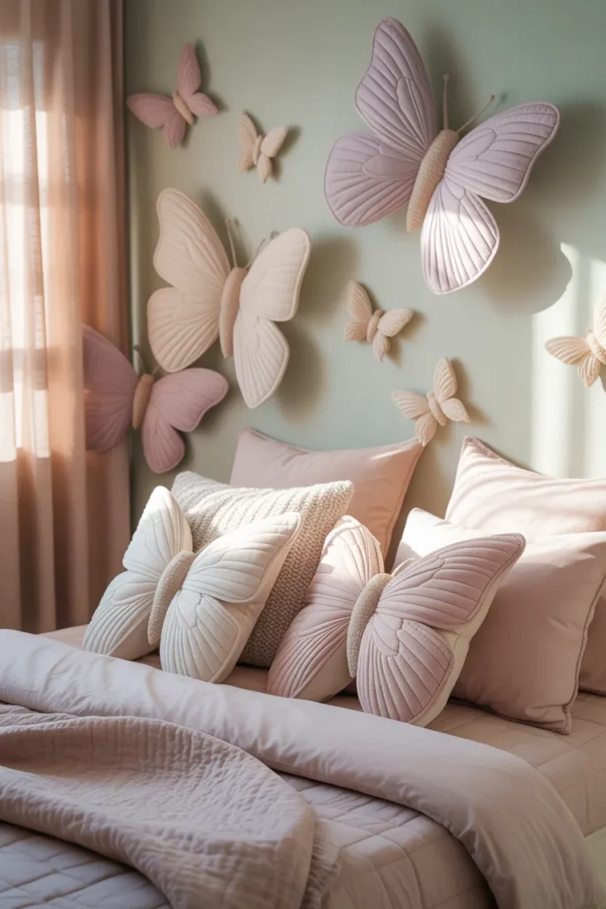 15. Butterfly Wall Decor with Soft Textures
