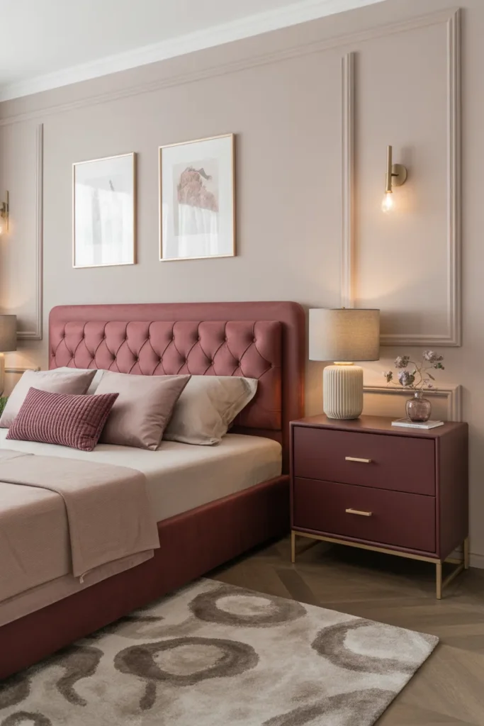 15. Gold Hardware on Burgundy Furniture