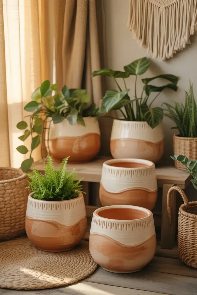 15. Handmade Boho Ceramic Plant Pots With Artisan Soul