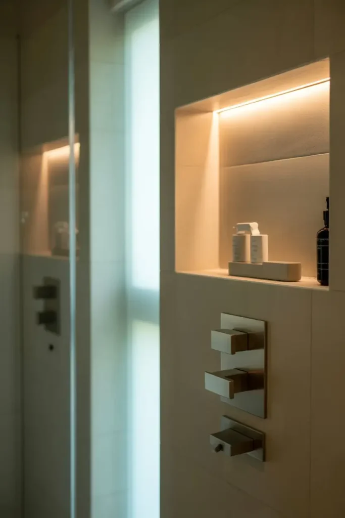 15. Shower Niches with Integrated Fixtures