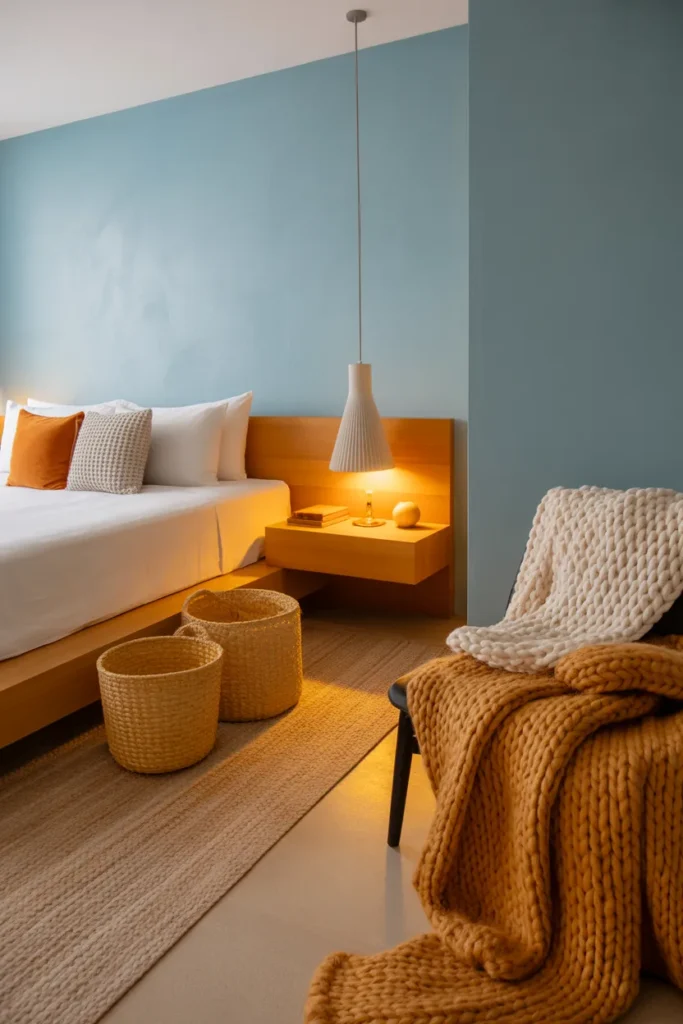 16. Blue Walls with Yellow Natural Textures