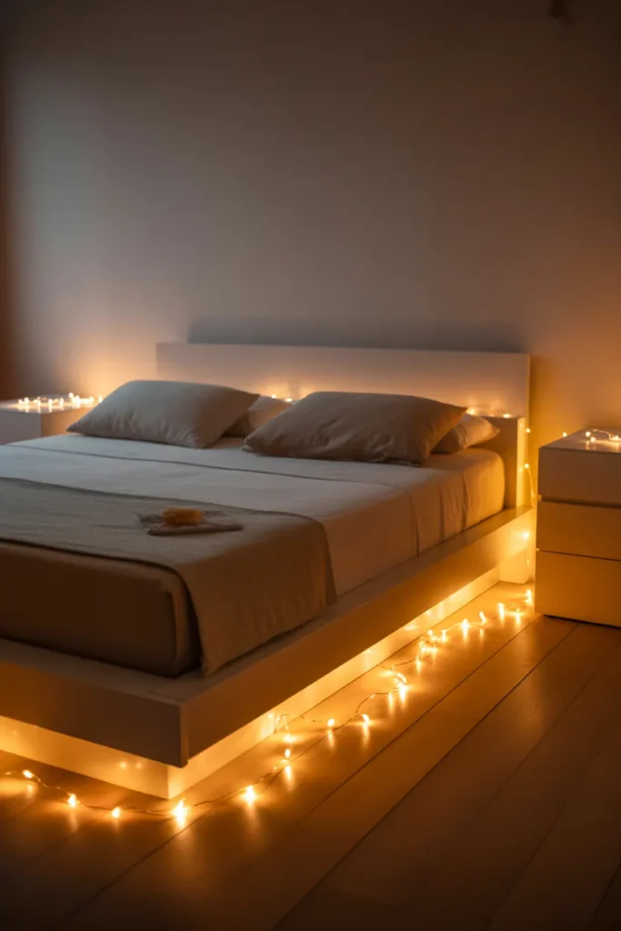 16. Place Fairy Lights Under Furniture for Subtle Nighttime Glow