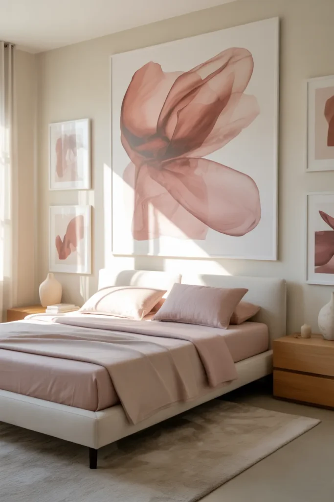 16. Rose Pink Wall Art for Gentle Color