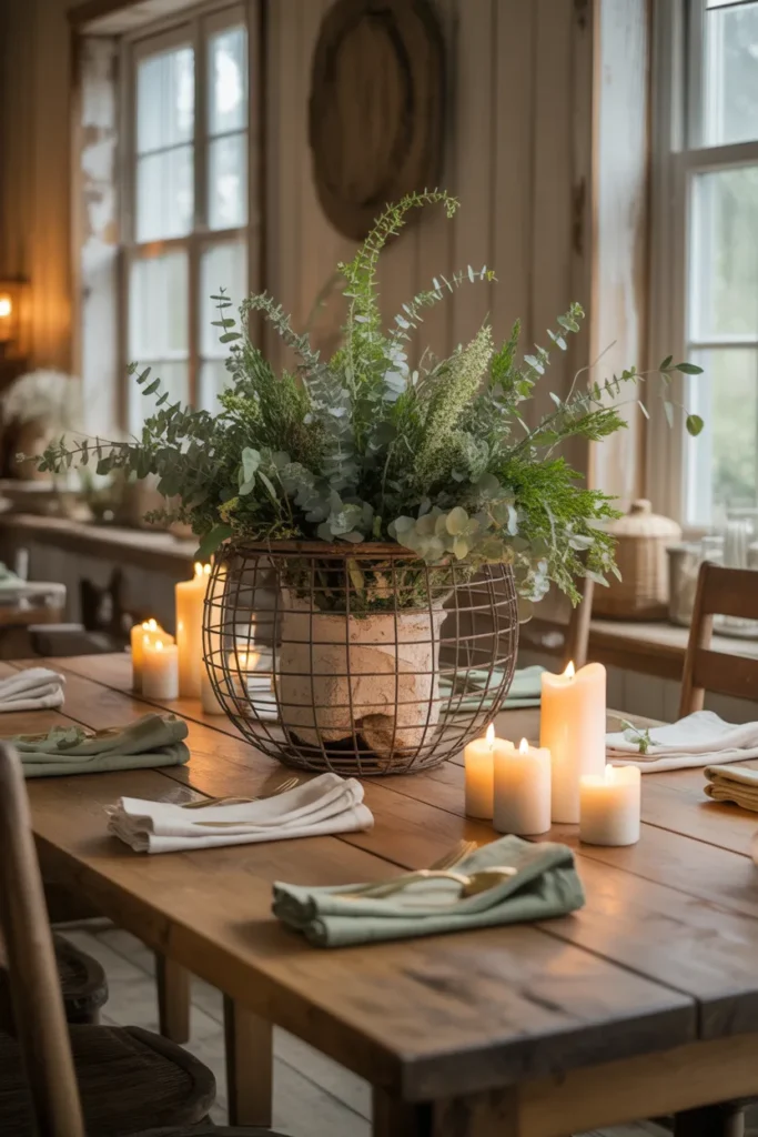 16. Wire Baskets with Cozy Elements