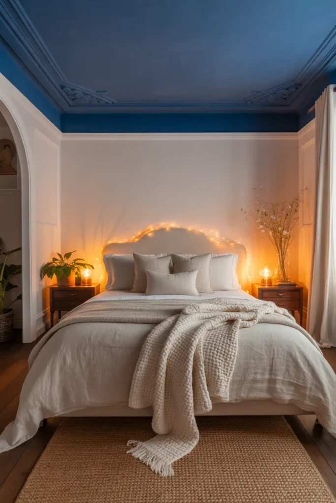 17. Navy Blue Ceiling for a Cozy Feel