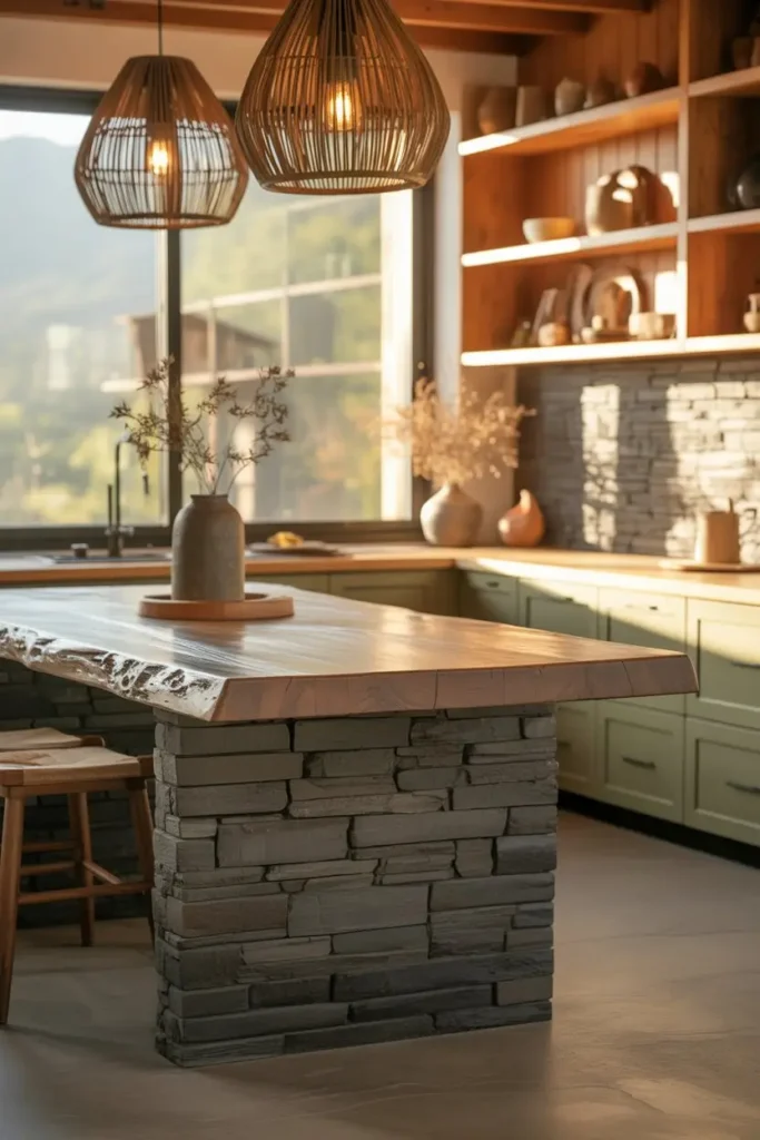 17. Outdoor Inspired Island That Brings Nature Inside