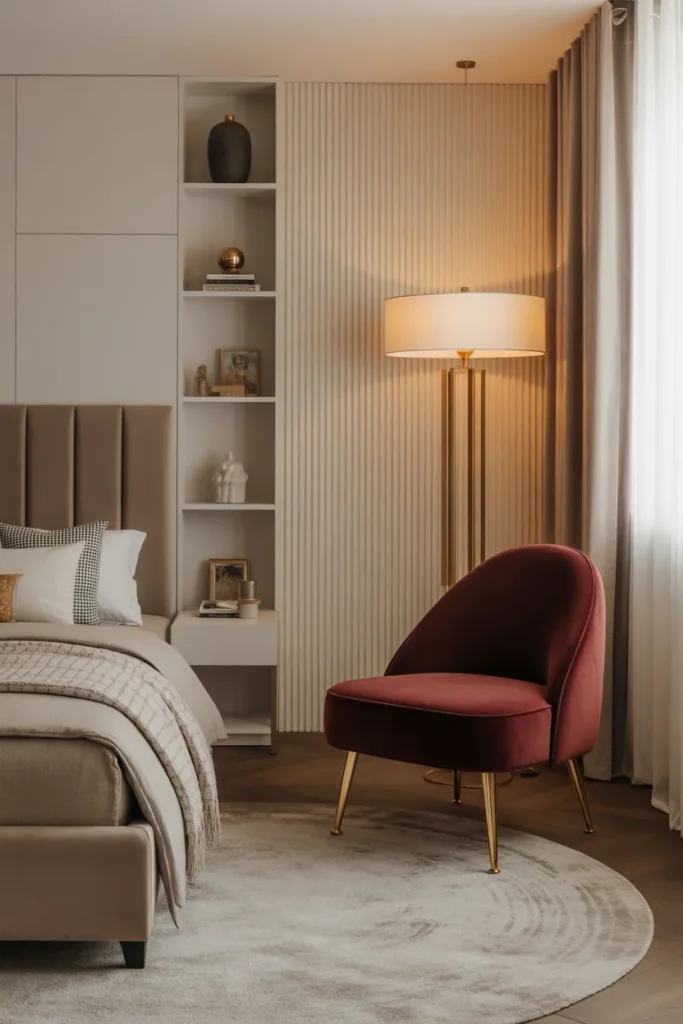 18. Burgundy Accent Chairs with Gold Legs