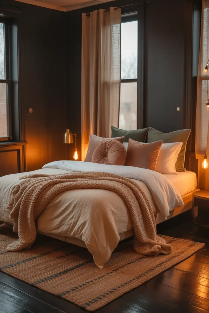 18. Cozy Dark Paint with Soft Lighting