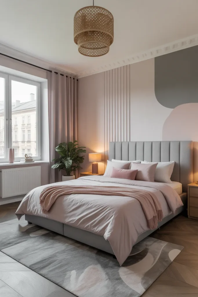 19. Balanced Grey and Pink for Everyday Comfort