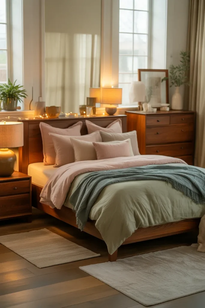 19. Dark Oak with Soft Color Accents