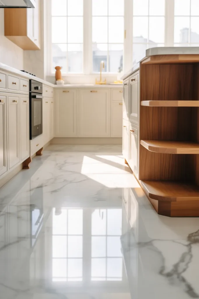 2. Carrara Marble Floors with Soft Veining