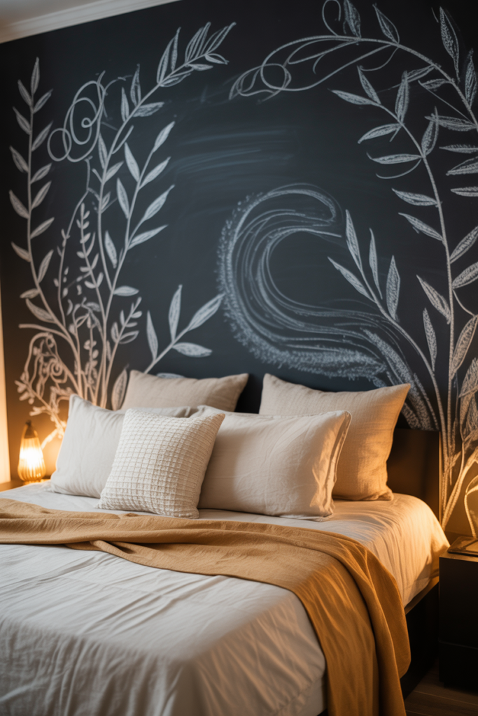 2. Chalkboard Headboard for a Unique Sleep Space