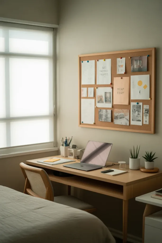 2. Cork Board Above the Desk Area