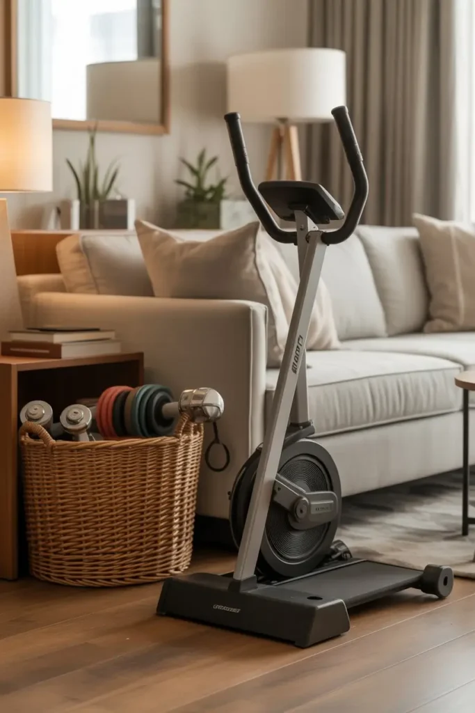 2. Living Room Home Gym Inspiration That Blends In