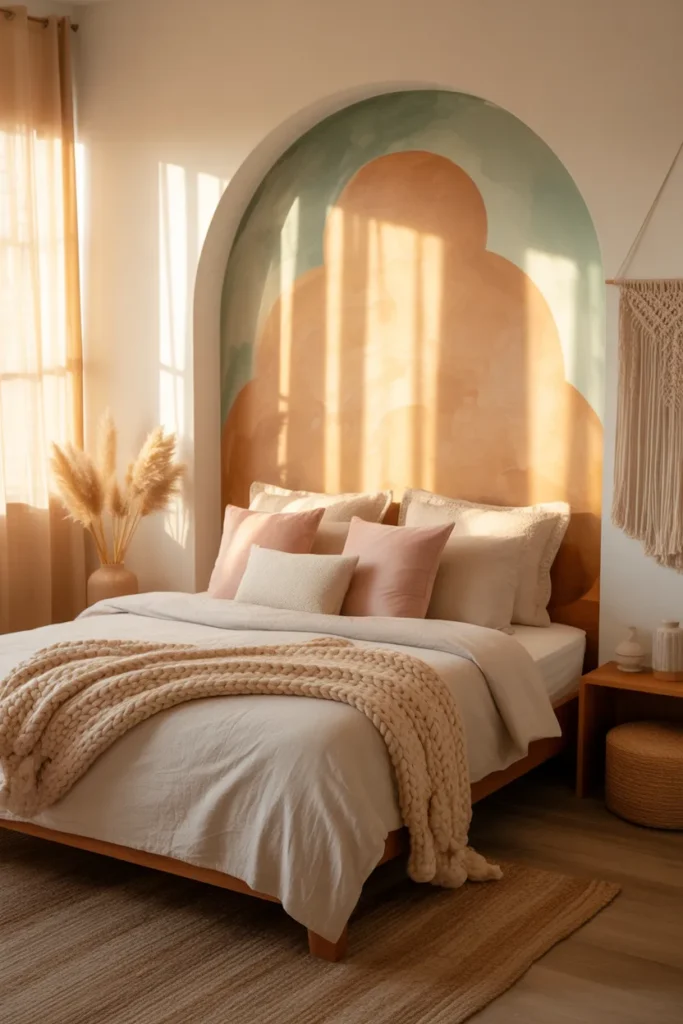 2. Painted Arch Behind the Bed