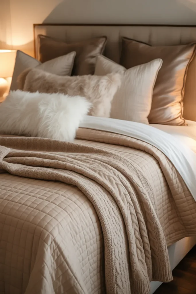 2. Plush Bedding with Layered Textures
