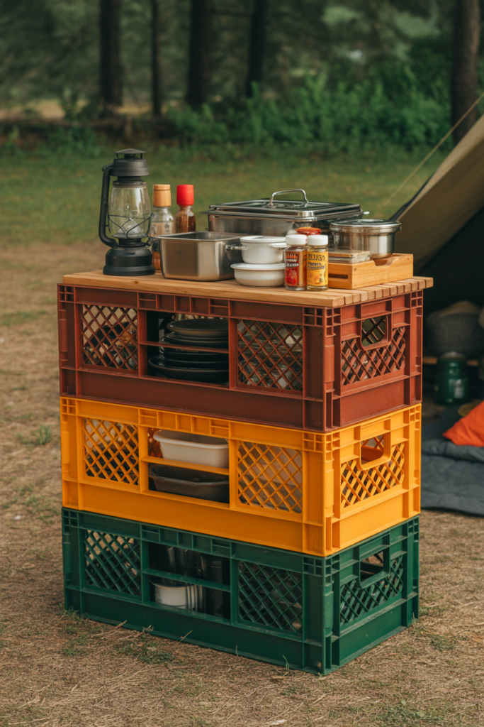 2. Storage Crate Camp Kitchen With Stackable Design