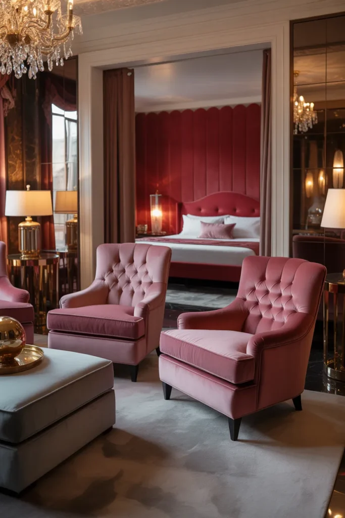 2. Velvet Upholstered Furniture for Hollywood Glam