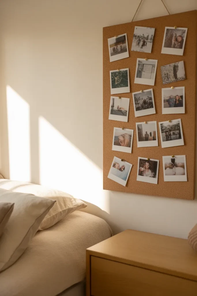 3. Aesthetic Cork Board with Polaroid Photos