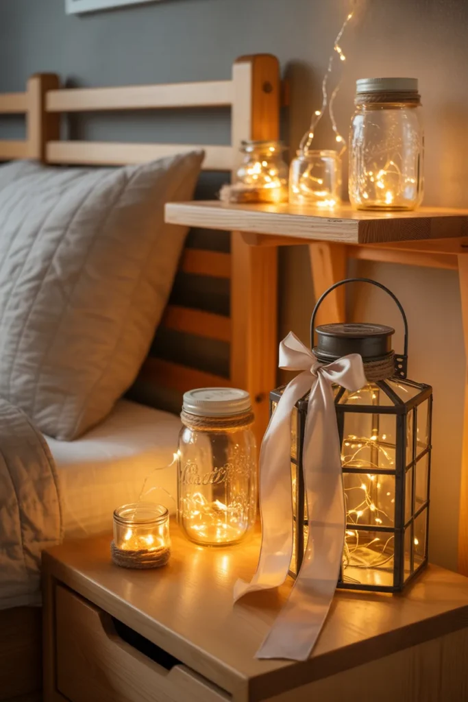3. Use Glass Jars or Lanterns Filled with Fairy Lights for Portable Magic