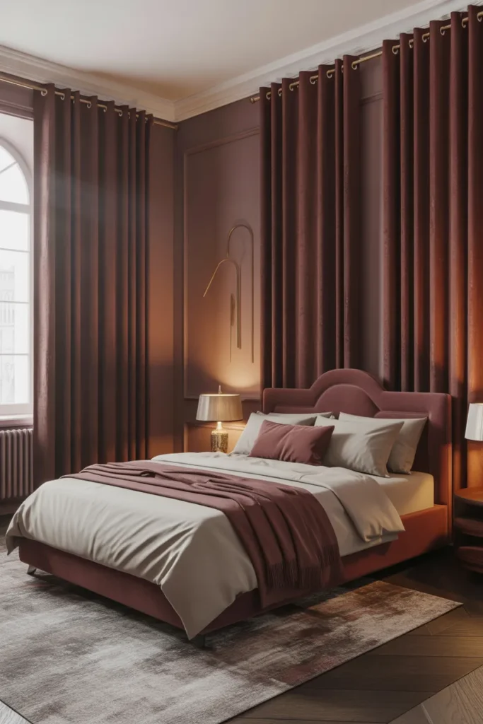 4. Burgundy Curtains That Add Depth and Drama