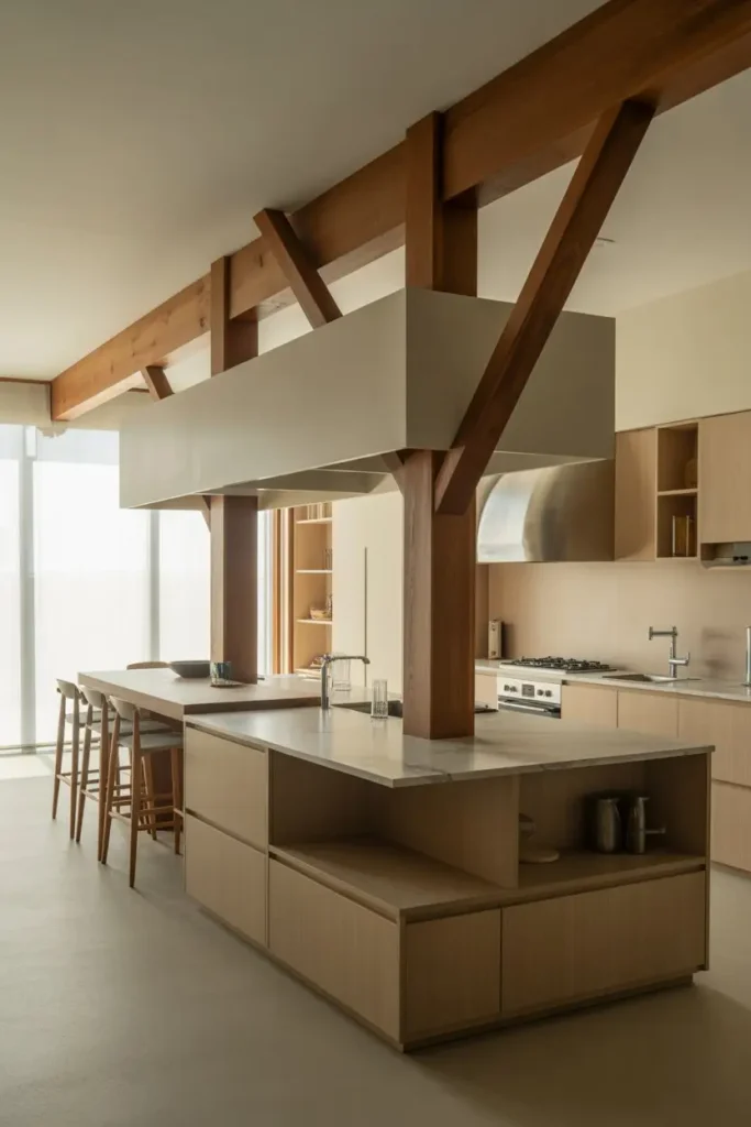 4. Multi Level Island That Separates Cooking and Eating