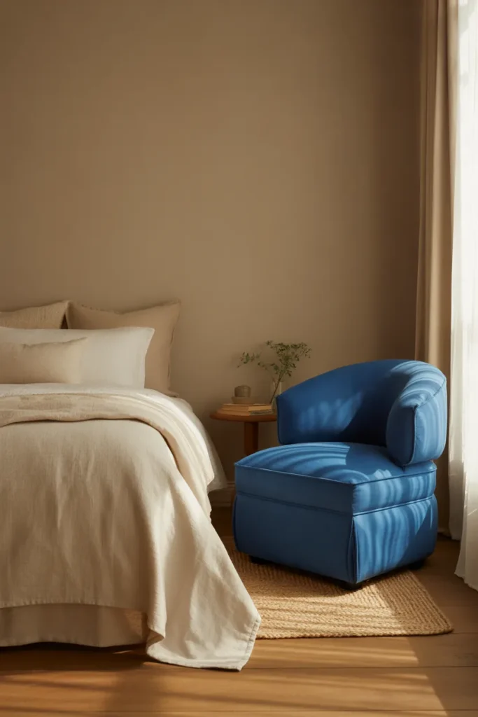 5. Blue Velvet Accent Chair for Subtle Texture